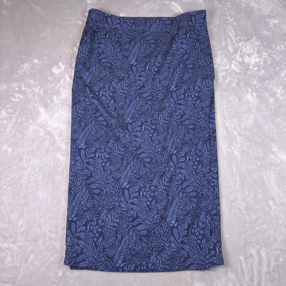 RipSkirt Hawaii Length 3 Blue Leaf Print Wrap Maxi Skirt Womens XL Adjustable